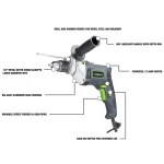 Genesis GHD1275 1/2 in. Variable Speed Reversible Hammer Drill, 7.5 Amp thumbnail 2