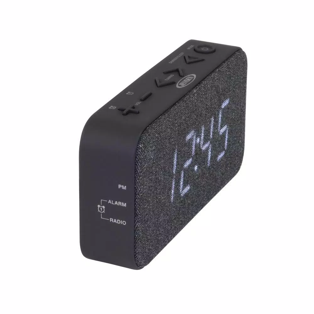 Jensen JCR-229 Digital FM Clock Radio with Dual Alarms and USB Charging Port, Black