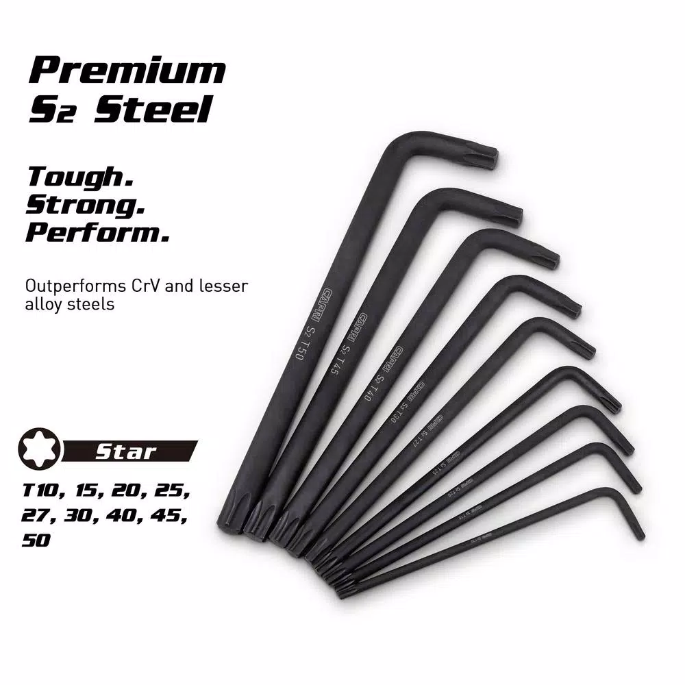 Capri Tools S2 Steel Long Arm Torx Key Wrench Set, 9-Piece