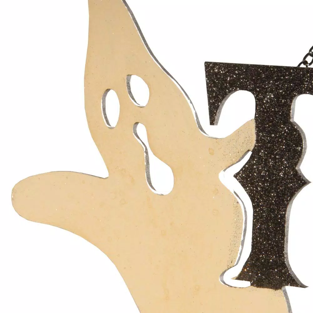 National Tree Company 14 in. Halloween Trick or Treat Door Sign - Black and Orange Sparkled Fiberboard Decoration