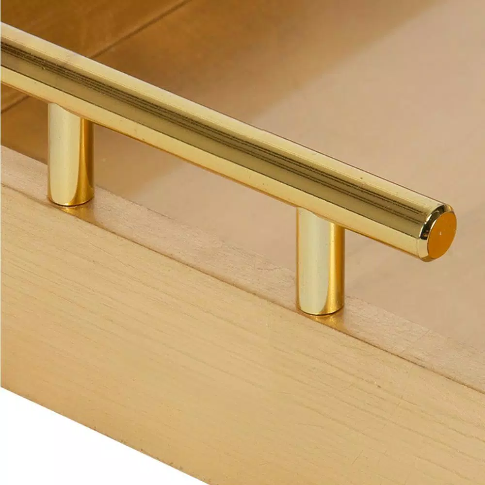 Kate and Laurel Lipton Gold Decorative Rectangular Tray with Metal Handles, 24 x 10 in.