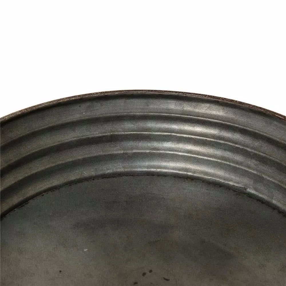 Glitzhome 12 in. Round Farmhouse Galvanized Metal Decorative Tray with Corrugated Edge