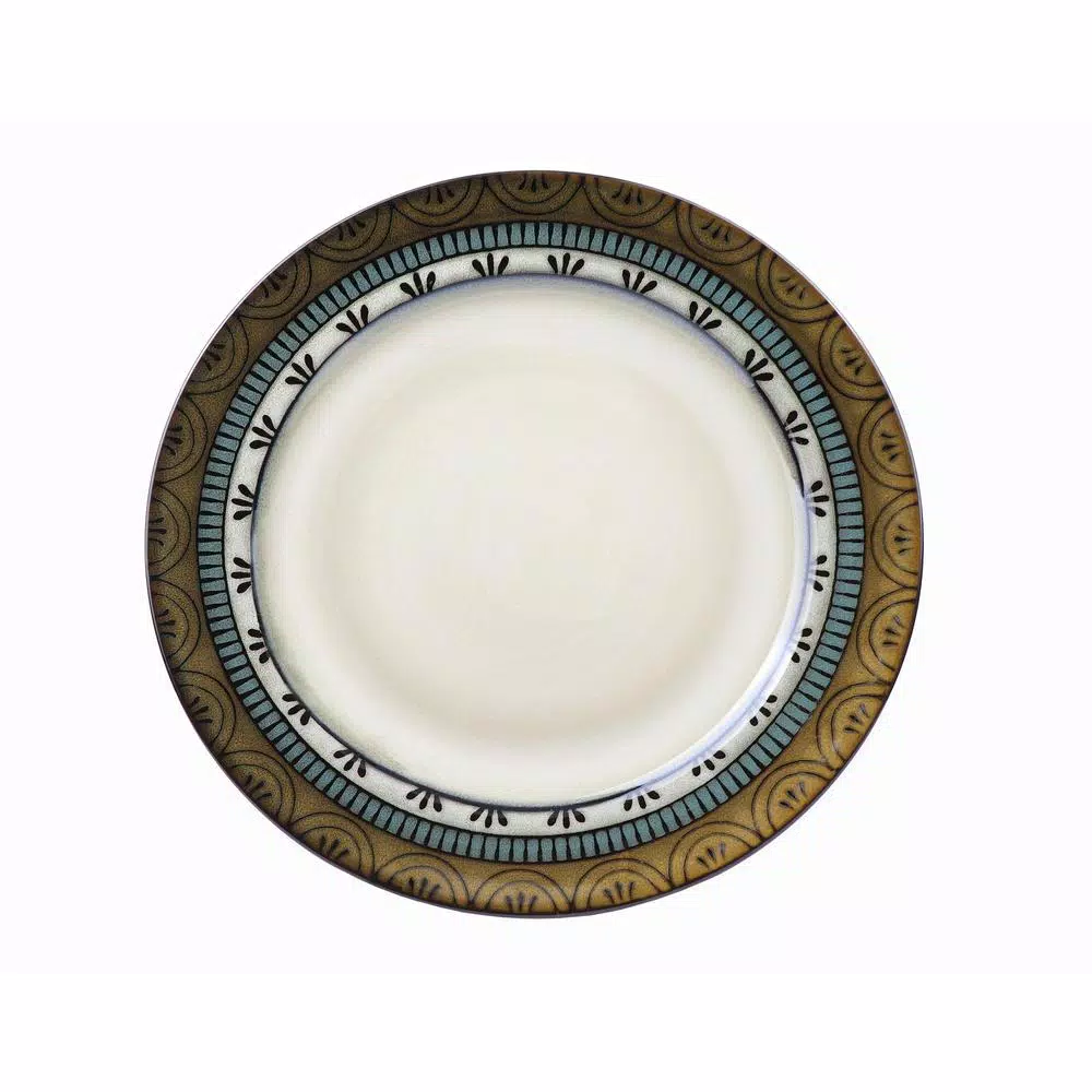 Lorren Home Trends 16-Piece Stoneware Dinnerware Set, Service for 4, Assorted Earth Tone Mosaic Design