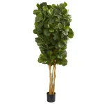 Nearly Natural 7 ft. Fiddle Leaf Fig Artificial Tree with Multiple Trunks and Black Pot thumbnail 1