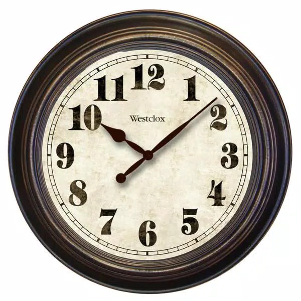 Westclox 24 in. Round Bronze Wall Clock with Glass Lens and Large Arabic Numerals