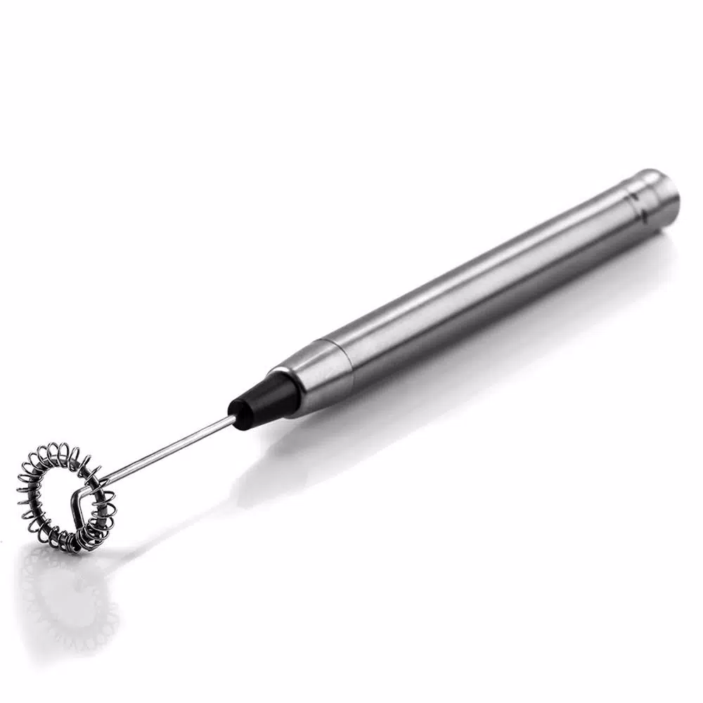 Ovente Electric Stainless Steel Milk Frother, Handheld Battery Operated Coffee Whisk, Silver (FRS1010S)