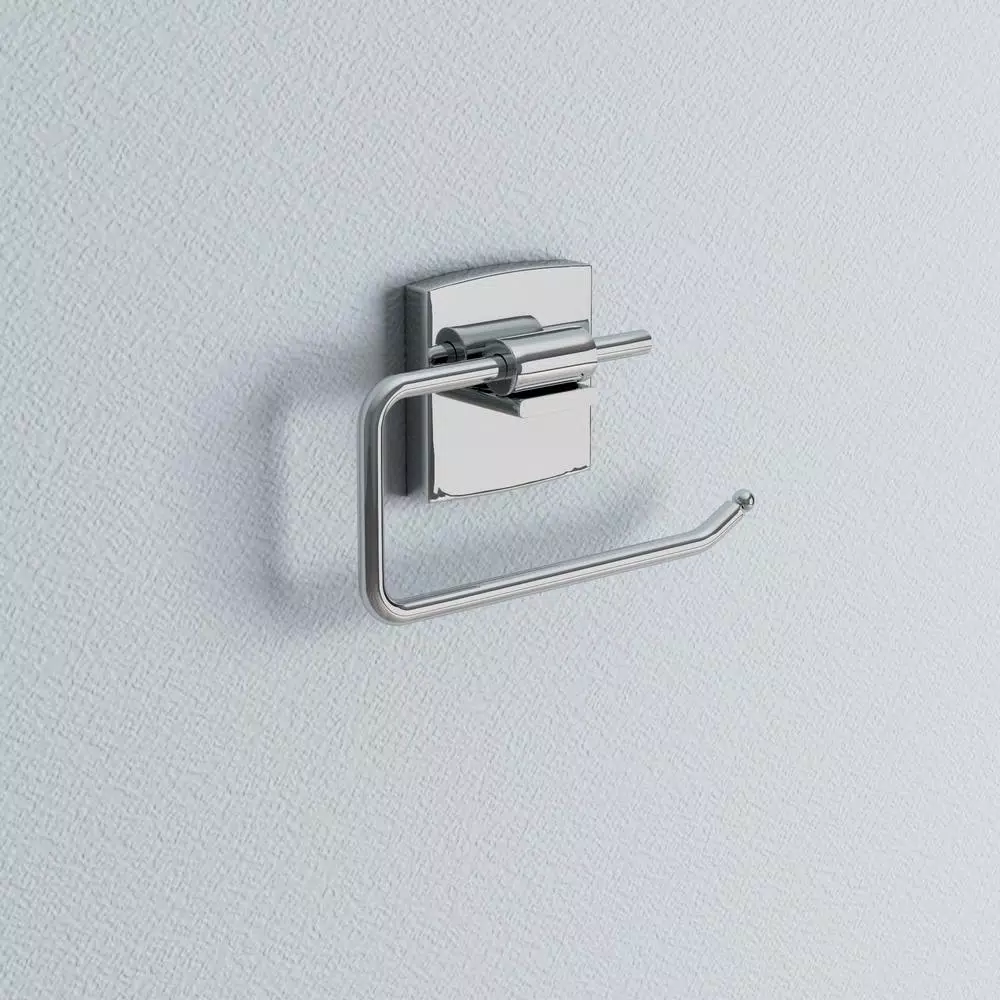 No Drilling Required Klaam Single Post Toilet Paper Holder - Modern Chrome Finish - No Drilling Required