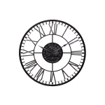 StyleCraft Aged Black Metal Roman Numeral Analog Wall Clock - Oversized 43 Inch Round Mid-Century Decor thumbnail 1