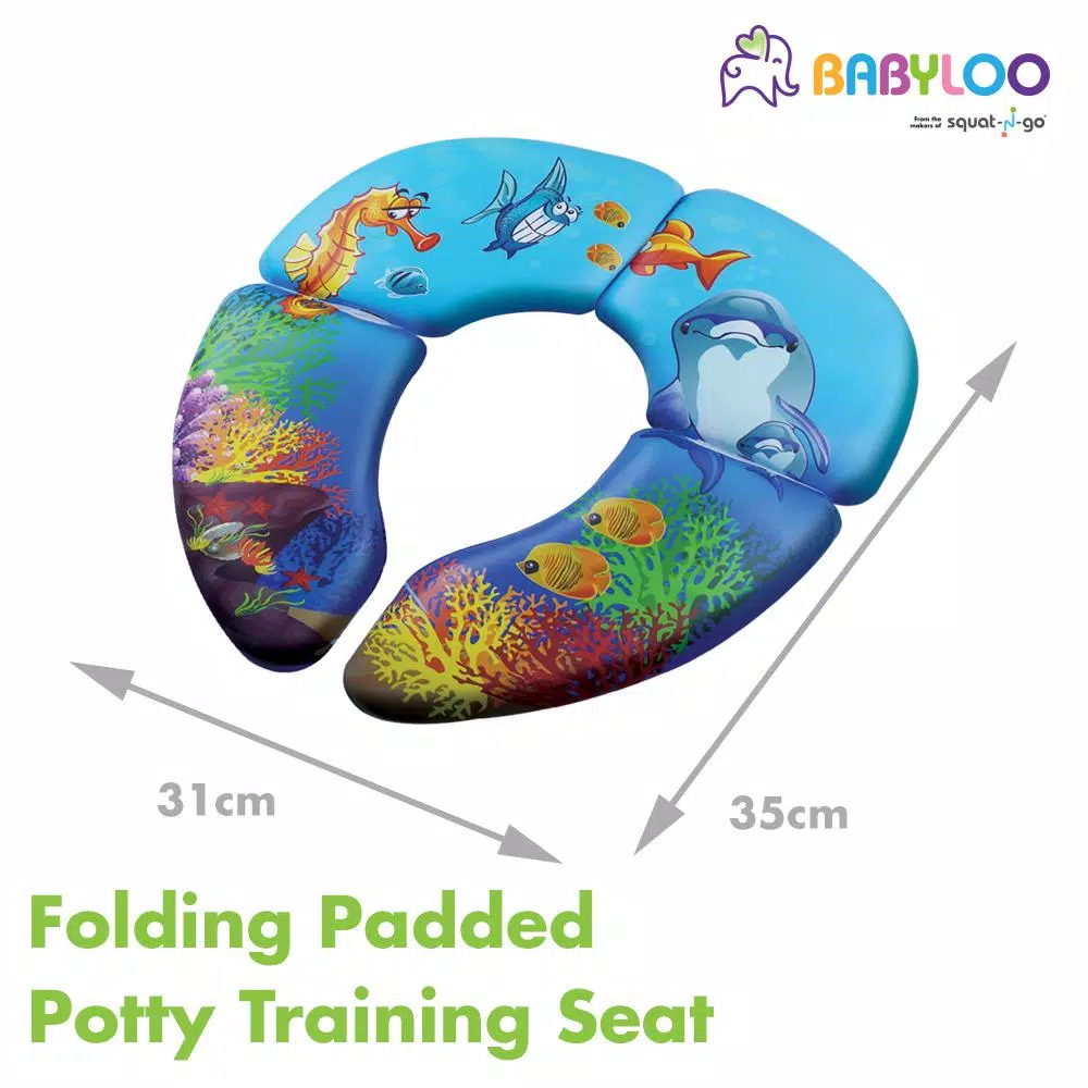 Babyloo Ocean Pattern Folding Cushioned Toilet Seat with Travel Bag for Toddlers