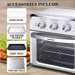 Boyel Living 19 Qt. Silver Stainless Steel Air Fryer Toaster Oven with 1500W Power, Roast, Bake, Broil & Reheat thumbnail 5