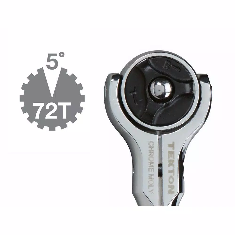 TEKTON 1/4 in. Drive 5 in. Swivel Head Ratchet, 72-Tooth