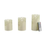 Lavish Home Lace Design Flameless Candle Set with Remote Control, Vanilla Scented Real Wax, Set of 3 thumbnail 1