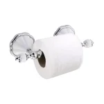 MODONA Flora Toilet Paper Holder, White Porcelain and Polished Chrome Stainless Steel Roller thumbnail 1