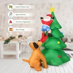 Costway 6.5 ft. Pre-lit LED Inflatable Christmas Tree with Santa and Dog Decorations thumbnail 4