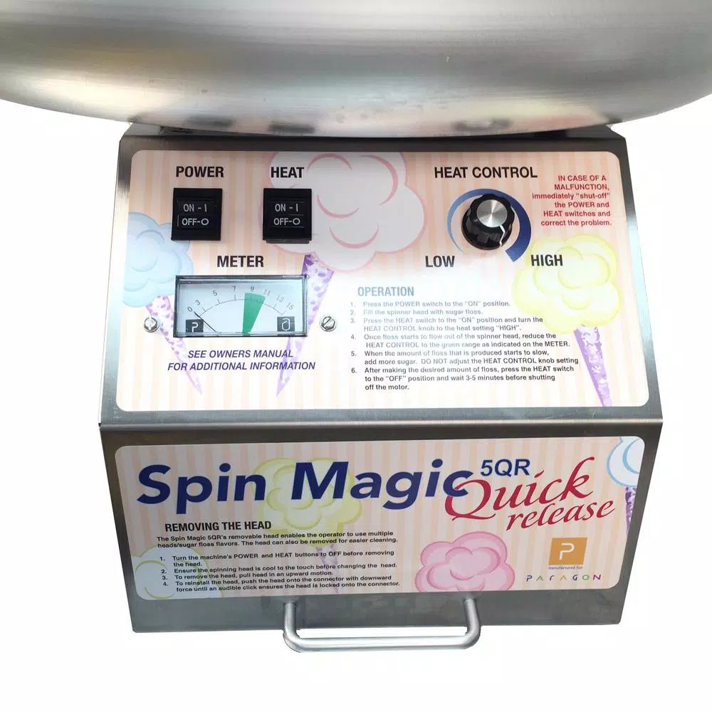 Paragon Spin Magic 5 Quick Release Cotton Candy Maker, Stainless Steel Commercial Machine