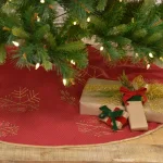 VHC Brands Revelry 48 in. Brick Red Traditional Christmas Tree Skirt with Embroidered Snowflakes thumbnail 3
