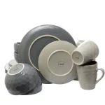 Elama Tahitian Grand 16-Piece Blue Stoneware Dinnerware Set, Service for 4 thumbnail 5