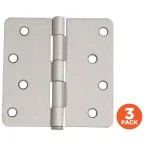 Design House 4 in. x 1/4 in. Radius Satin Nickel Steel Door Hinge Value Pack (3-Pack) thumbnail 5