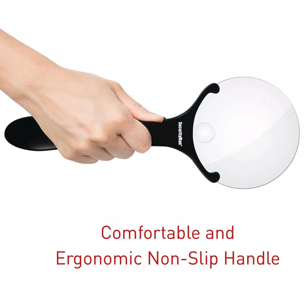 SecurityMan Handheld Magnifying Glass with 2 LED Lights - 3X/5X Dual Lens Illuminated Magnifier