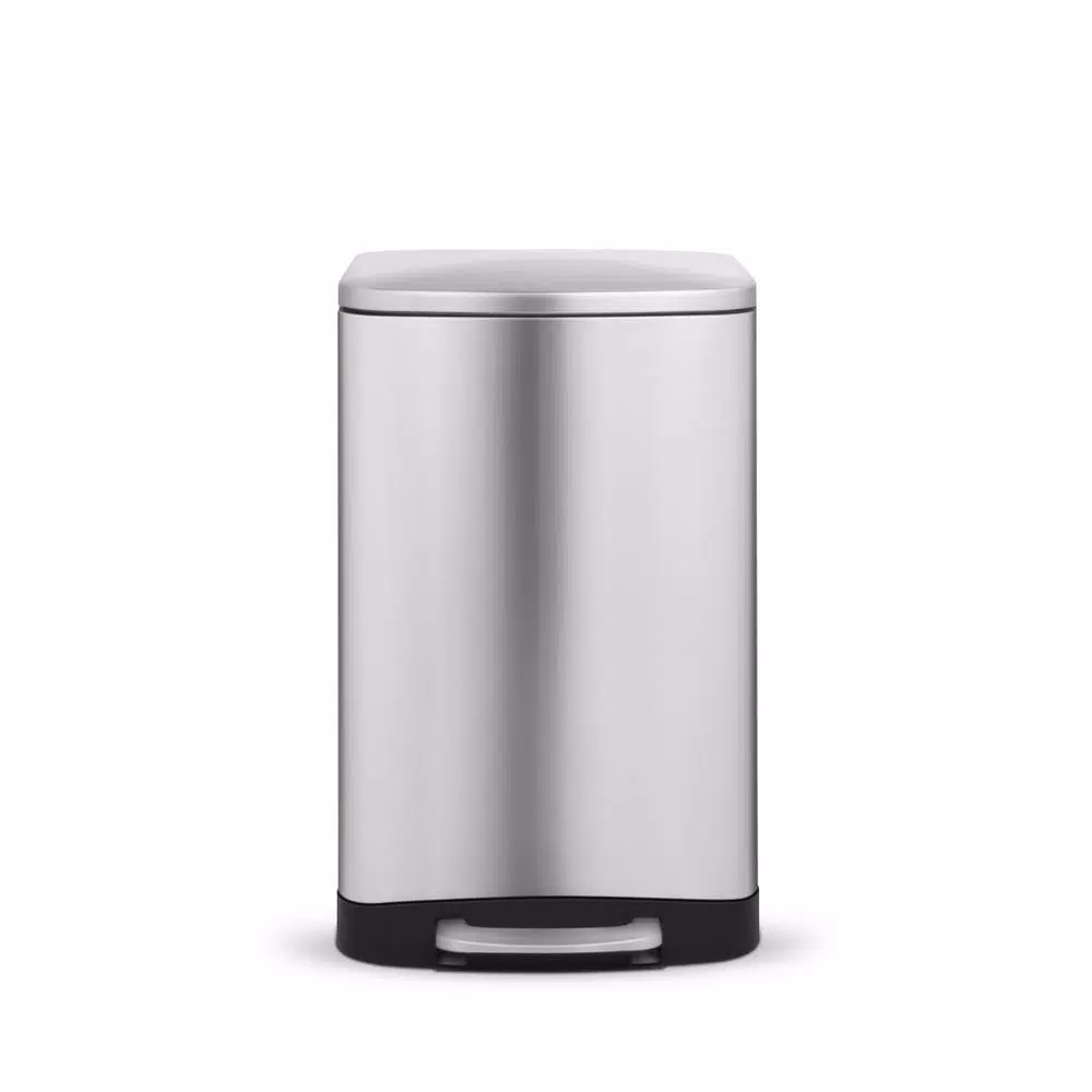 Innovaze 3.2 Gallon Brushed Stainless Steel Rectangular Step-On Trash Can with Fingerprint Resistant Finish