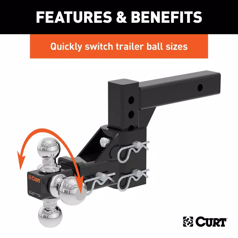 CURT Adjustable Tri-Ball Mount - 2" Receiver, 1-7/8", 2" & 2-5/16" Balls