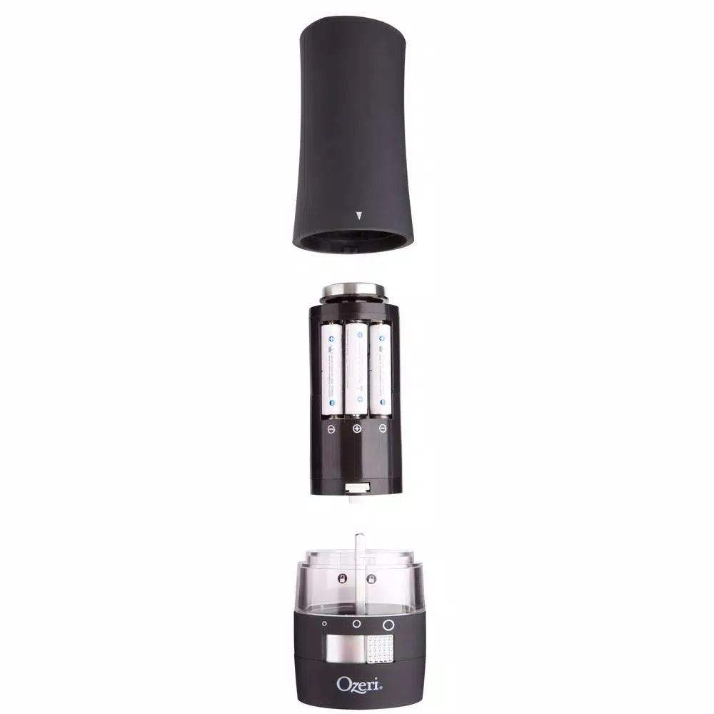 Ozeri Savore Soft Touch Electric Pepper Mill and Grinder, Adjustable Ceramic Mechanism, Black