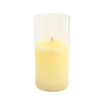 LUMABASE 8 in. Glass Hurricane LED Flameless Candle with Moving Flame, Battery Operated thumbnail 1