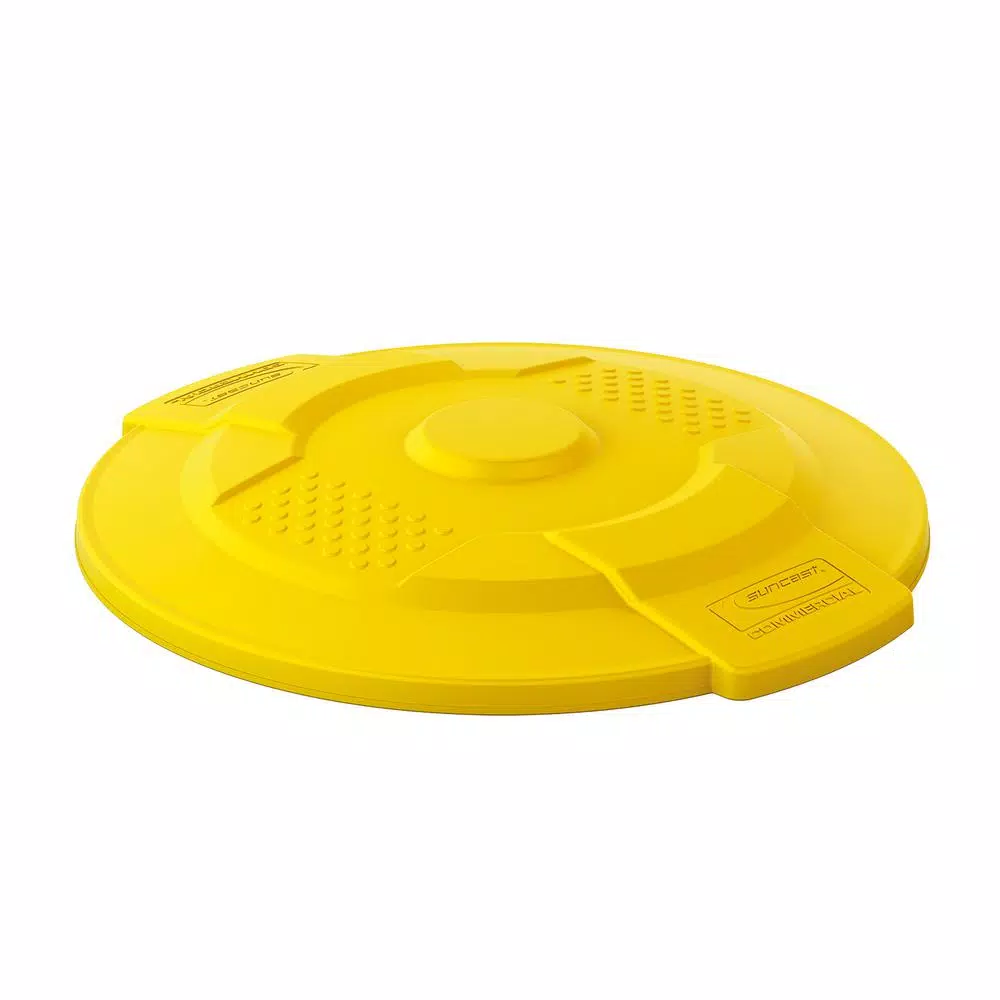 Suncast Commercial 32 Gal. Utility Trash Can Replacement Lid, Yellow