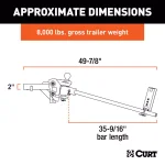 CURT TruTrack Weight Distribution System, 5,000 - 8,000 lbs. Capacity, 35-9/16" Bars thumbnail 4