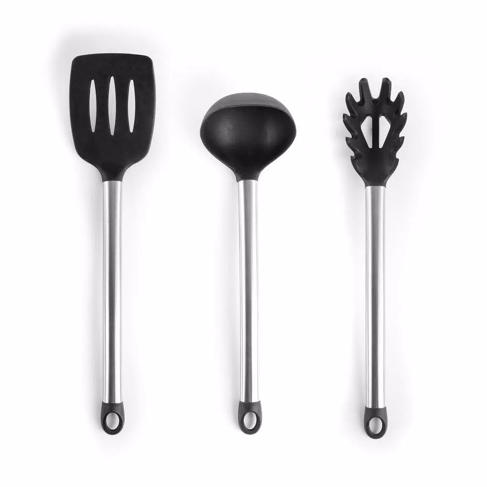 MegaChef 14-Piece Gray Silicone and Stainless Steel Kitchen Utensil Set