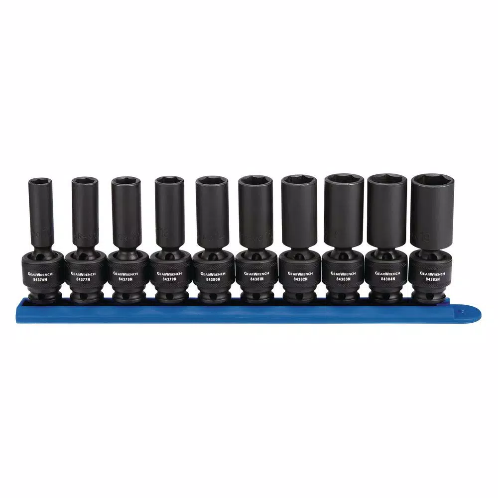 GEARWRENCH 10-Piece 3/8 in. Drive 6-Point Deep Universal Metric Impact Socket Set