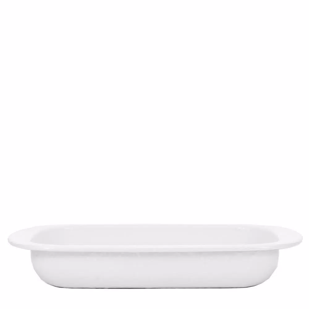Golden Rabbit Solid White 4.5 qt. Enamelware Baking Pan