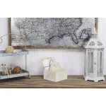 Cheungs White Wooden Square Caddy - Rustic Farmhouse Decorative Tray with Handle thumbnail 1