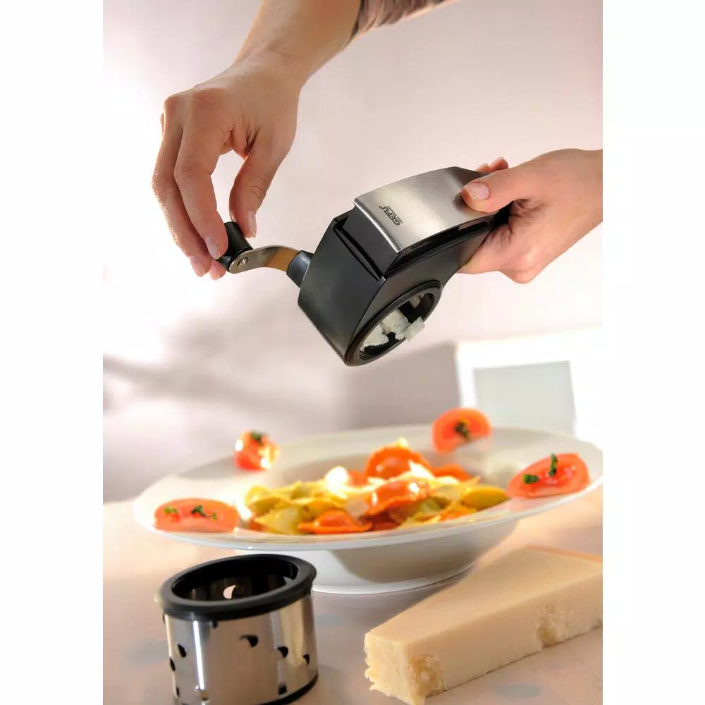 GEFU Laser Cut Stainless Steel Rotary Grater with 2 Interchangeable Drums