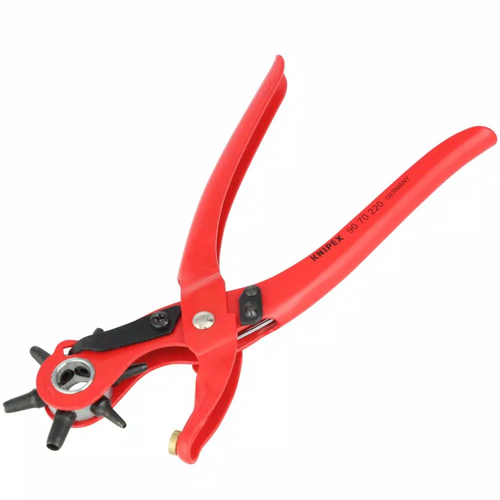 KNIPEX Heavy Duty Forged Steel Revolving Punch Pliers with 6 Interchangeable Punches