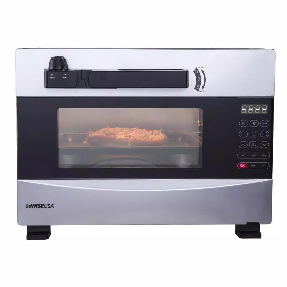 GoWISE USA 1600W 27 Qt. Stainless Steel Electric Pressure Oven with Rotisserie and 10 Programmable Presets