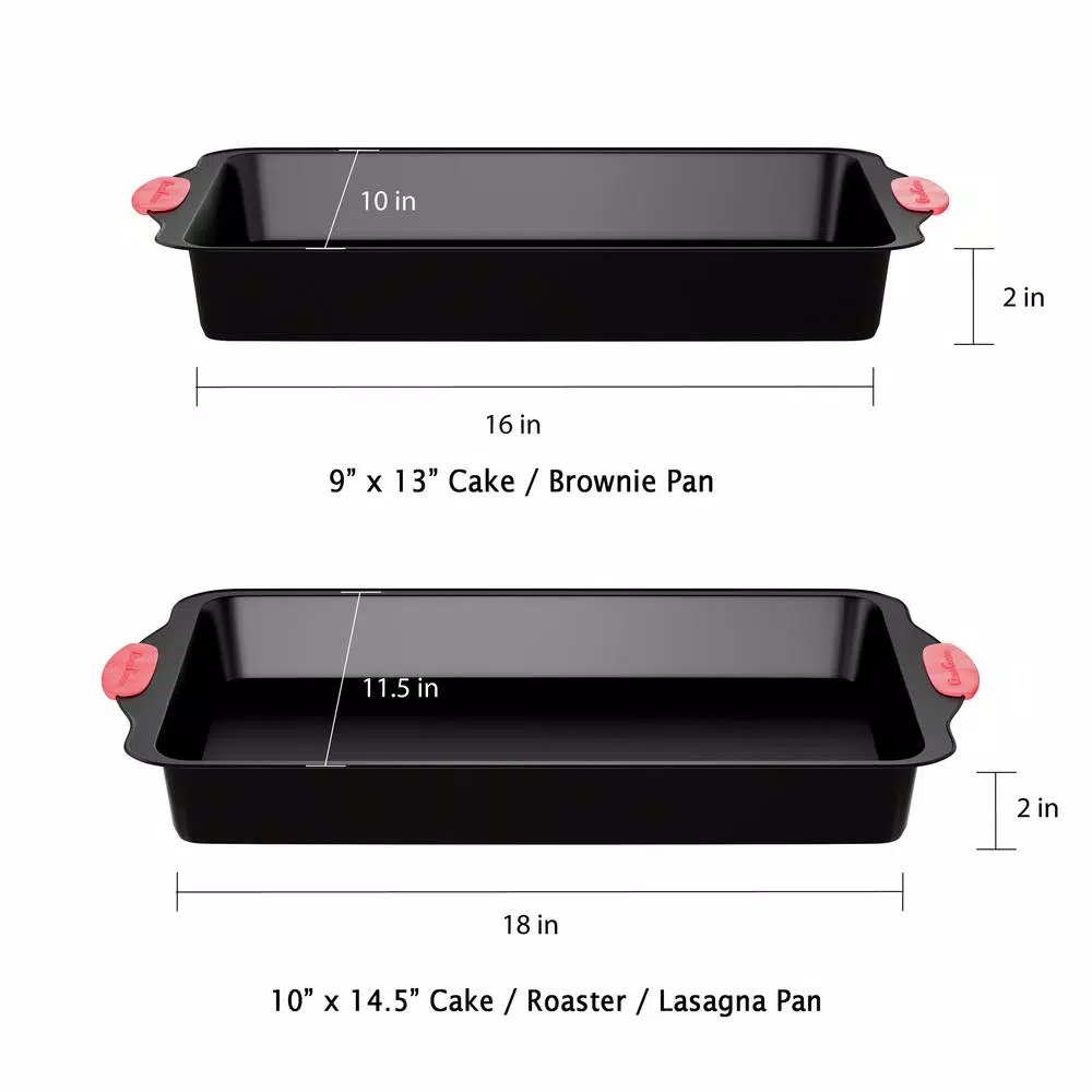 Classic Cuisine 2-Piece Nonstick Carbon Steel Baking Pan Set with Silicone Handles