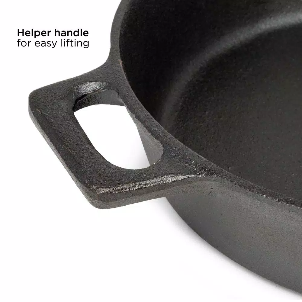 Ecolution Farmhouse 9.5 in. Cast Iron Frying Pan, Pre-Seasoned Black