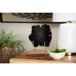LITTON LANE Large Live Edge Black Petrified Wood Slice Sculpture on Silver Metal Stand thumbnail 1