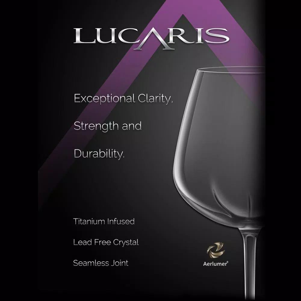 Lucaris Desire Aerlumer Universal 8-Piece Wine Glass Set, 14.25 oz Lead-Free Crystal