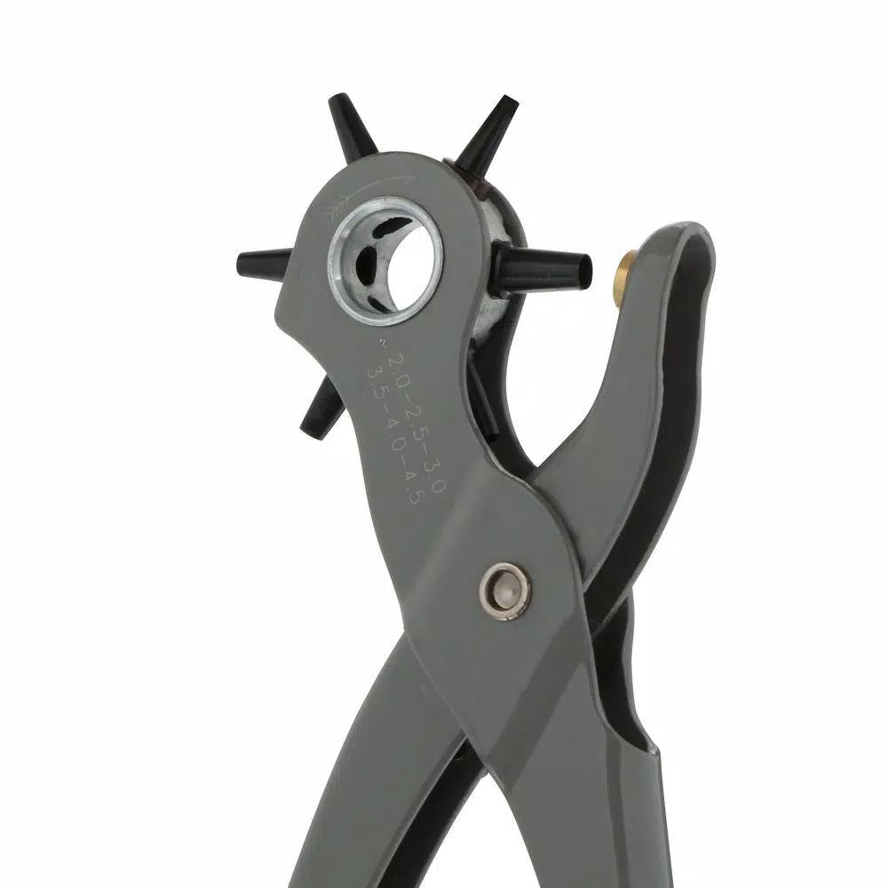 General Tools Revolving Punch Pliers with 6 Hardened Steel Punches for Leather, Plastic, and Canvas