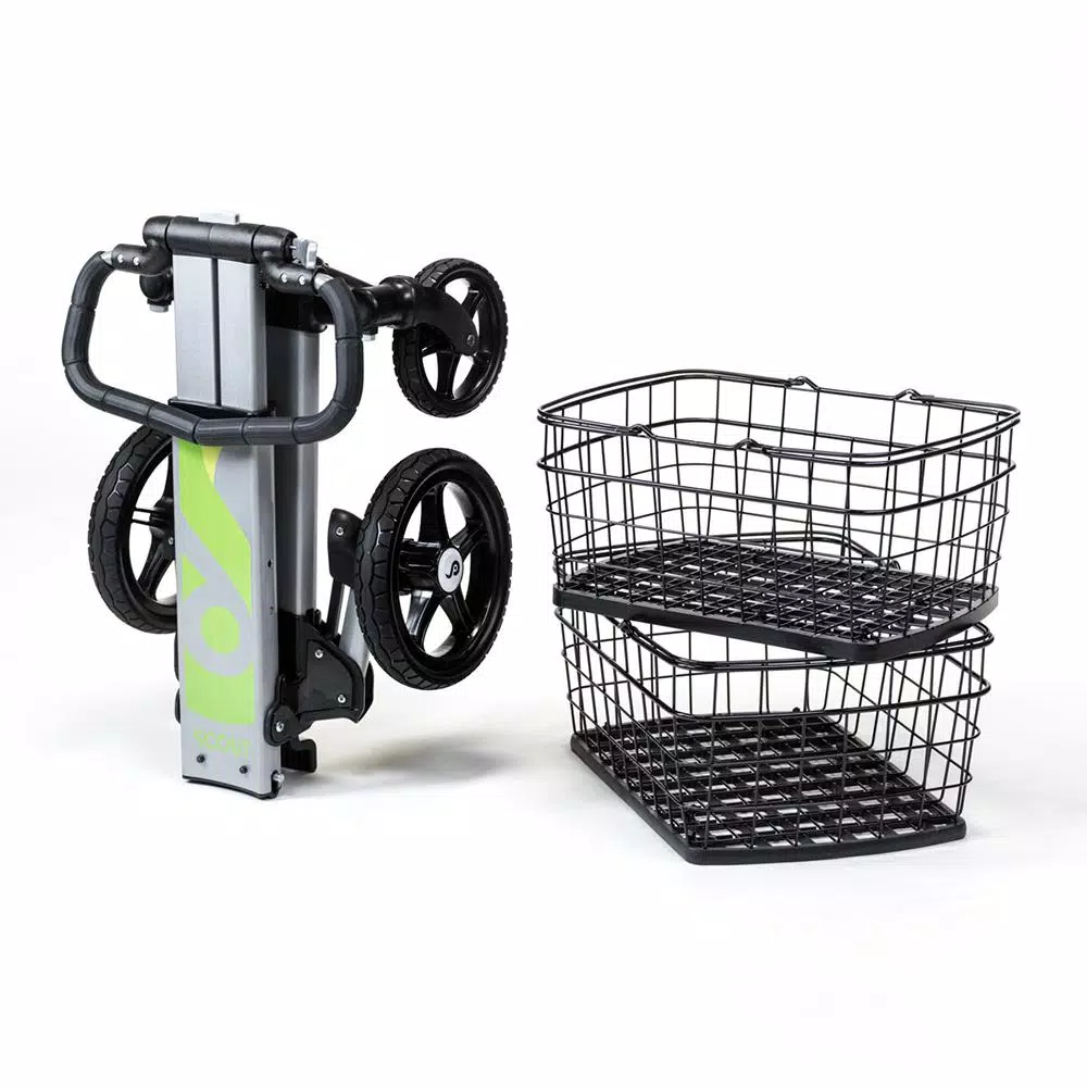 Unbranded Scout Folding Aluminum Cleaning Cart with Removable Baskets and Swivel Wheels