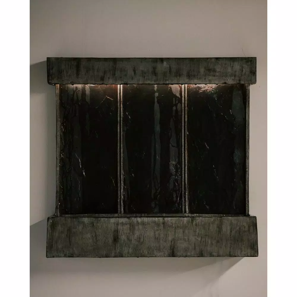 Unbranded XBrand 29 in. Natural Grey Polyresin Wall Fountain with LED Light Belt for Indoor/Outdoor Use
