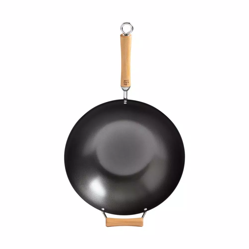 Honey-Can-Do Joyce Chen 14 in. Carbon Steel Non-Stick Wok with Birchwood Handle