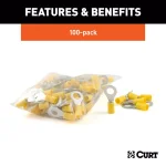 CURT Ring Terminals, 12-10 Gauge Wire, 5/16 in. Stud Size, Yellow, 100-Pack thumbnail 2