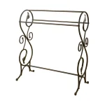 Kings Brand Furniture Antique Bronze 3-Bar Freestanding Towel Rack with Scroll Design thumbnail 2