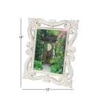 LITTON LANE 8x10 Hand-Carved Mango Wood Picture Frame - Antique Whitewash Rectangular Tabletop Frame thumbnail 3