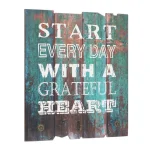 Stonebriar Collection Blue Wood Wall Decor Sign with 3 Hooks - Start Every Day with a Grateful Heart - 15.5 in. x 15.5 in. thumbnail 3