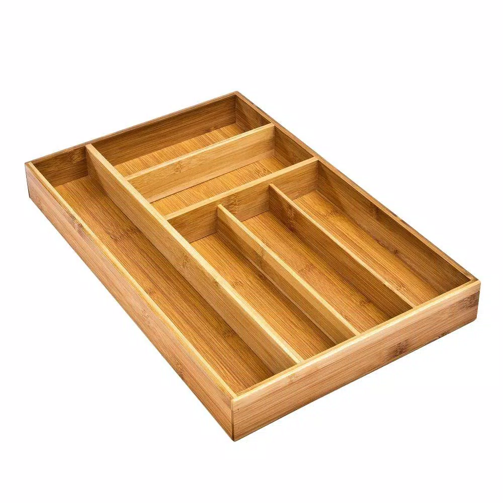 Seville Classics Bamboo Drawer Organizer Tray, 6 Compartments, 11.75 x 18 x 2 in.