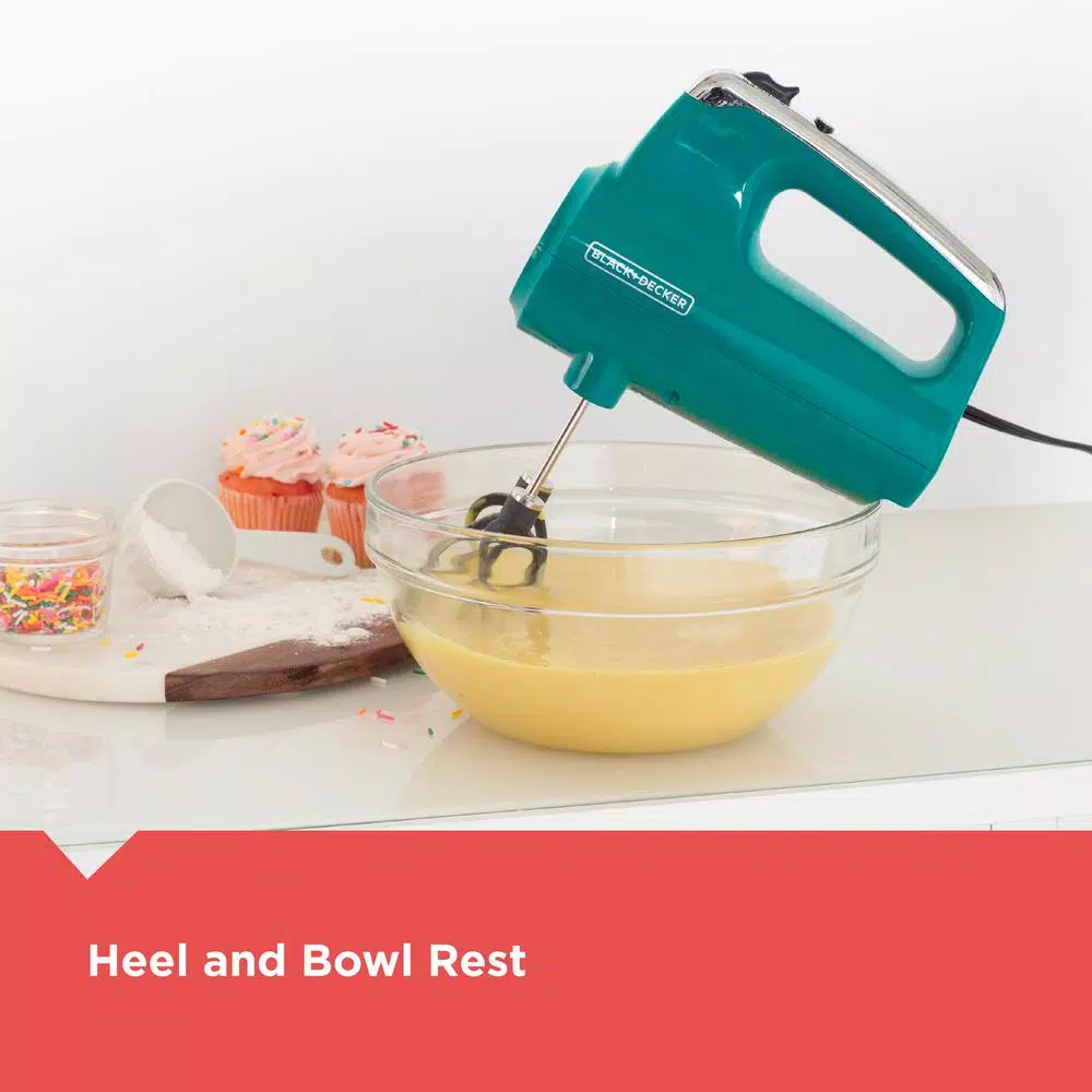 BLACK+DECKER Helix Performance Premium 5-Speed Hand Mixer, Teal